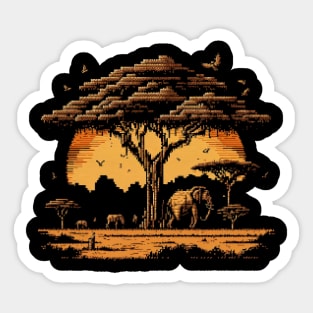 Serengeti National Park Pixel Art Sticker